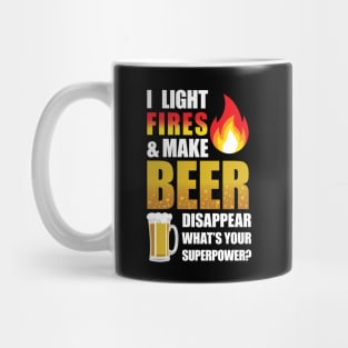 'I Light Fires & Make Beer Disappear' Funny Camping Mug